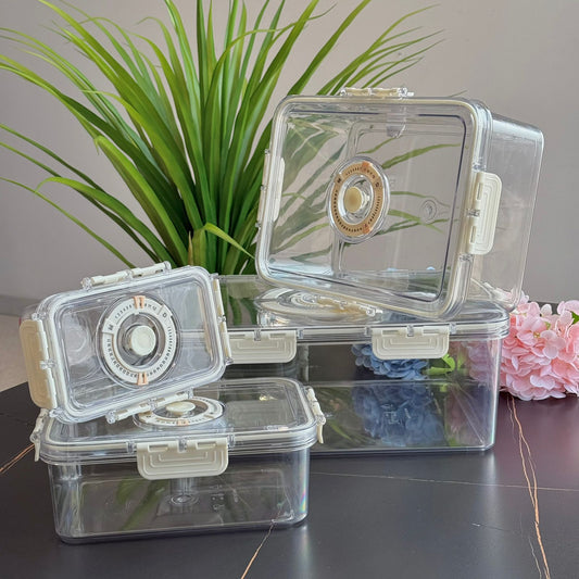 4-Piece Clear Airtight Food Storage Container Set - With Date Dial