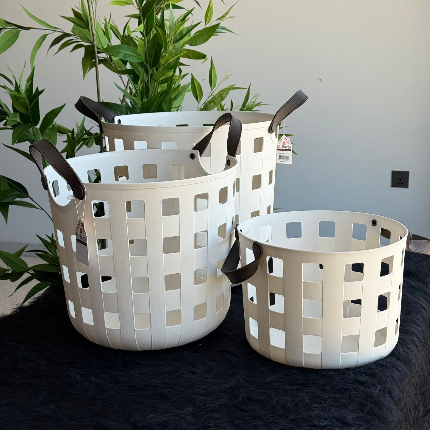 سلات تخزين دائرية متعددة الأغراض بمقابض