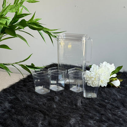 Durable Clear Water Pitcher Set With Cups