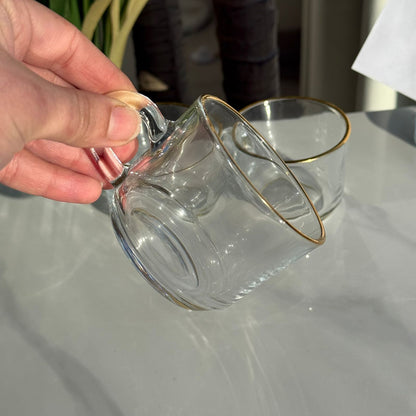 Luxury Clear Tea Cups with Golden Rim - Set Of 3