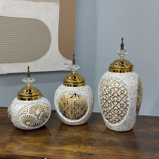 Decorative Golden Accent Vase Jars