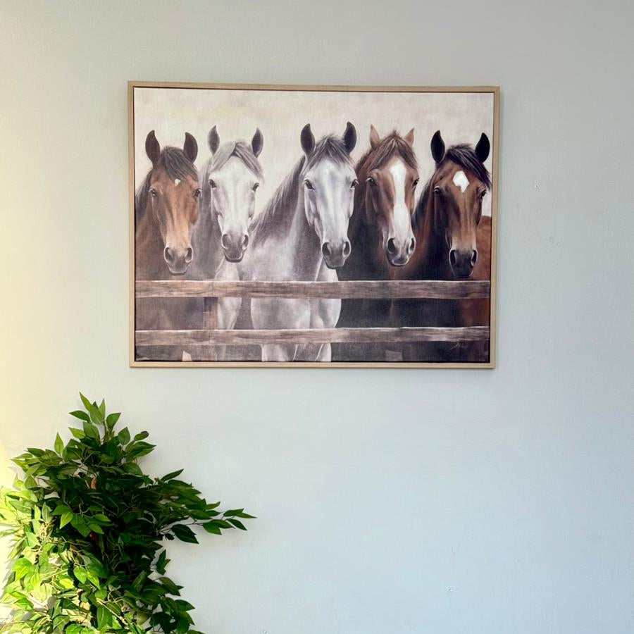 لوحة فنية رائعة مرسومة يدويًا، مقاس ١٢٠ × ٩٠، مع إطار.
