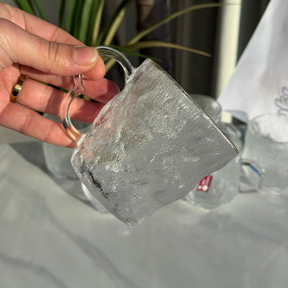 Modern Clear Glass Mug with Gold Rim - Set Of 6