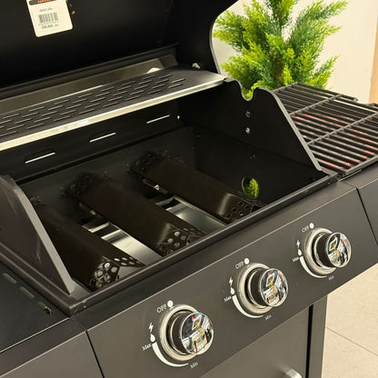 Gas BBQ Grill with Side Shelves & Storage Cabinet