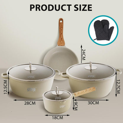 4pcs سێتی کەلوپەلی چێشت لێنان بە ئەلەمنیۆمی دایکاست