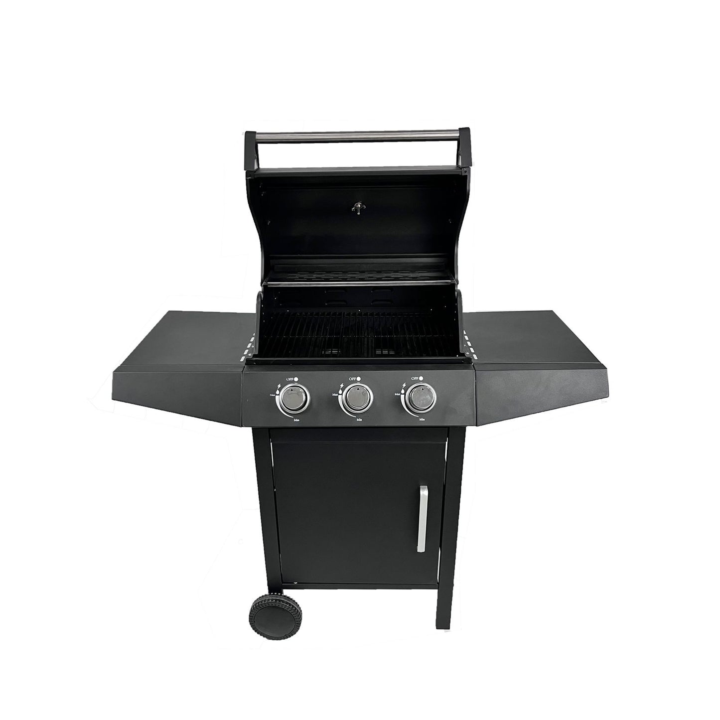 Gas BBQ Grill with Side Shelves & Storage Cabinet