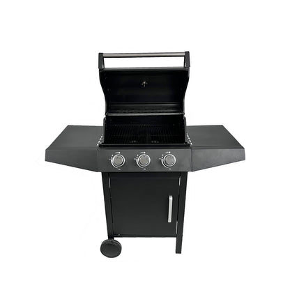 Gas BBQ Grill with Side Shelves & Storage Cabinet