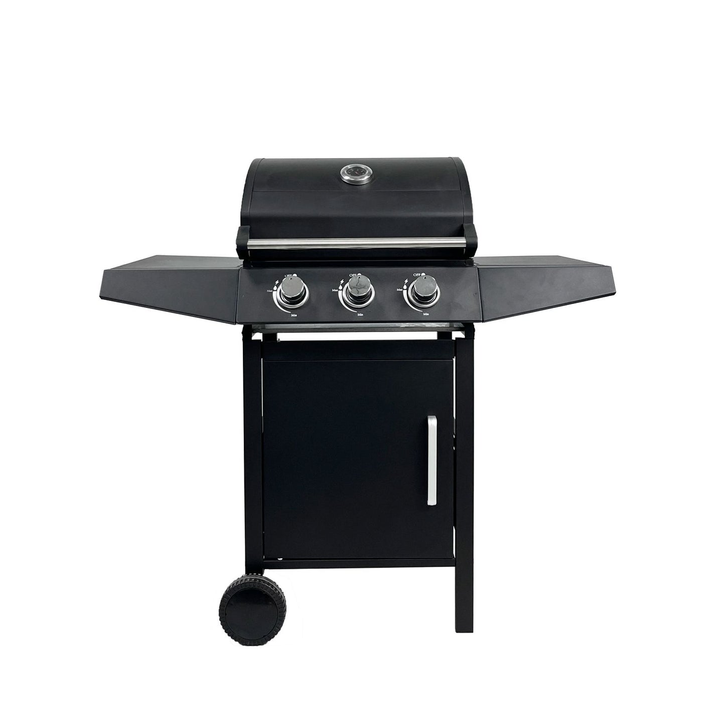 Gas BBQ Grill with Side Shelves & Storage Cabinet