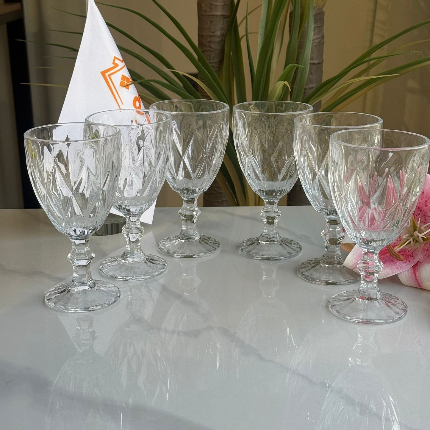 سێتی پەرداخی کلاسیکی شووشەی ڕوون