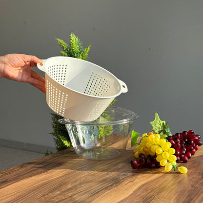 Multi-Purpose Washing & Storage Bowl Strainer With Lid - Round