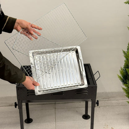 Rectangular Charcoal Barbecue Grill with Legs