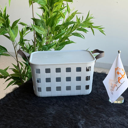 سلال تخزين بلاستيكية بتصميم قابل للتكديس والتهوية مع مقابض