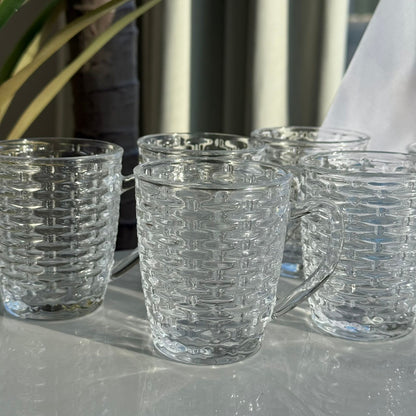 Set Of 6 - Luxury Clear Glass Tea Cups