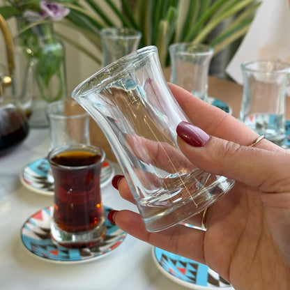 Clear Tea Glass & Decorative Saucer Set