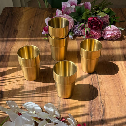 Vintage Luxe Gold Stainless Steel Drinking Glass