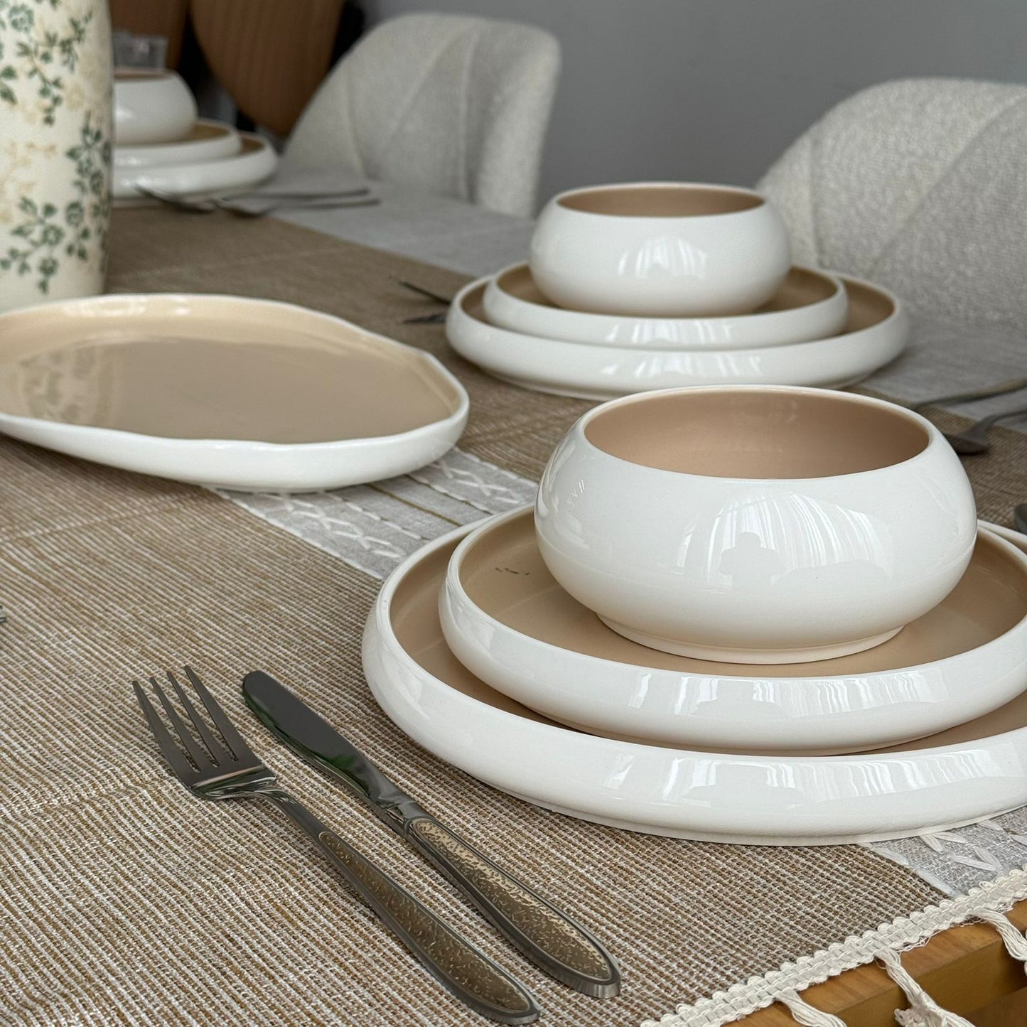 Modern Two-Tone Ceramic Dinnerware Set