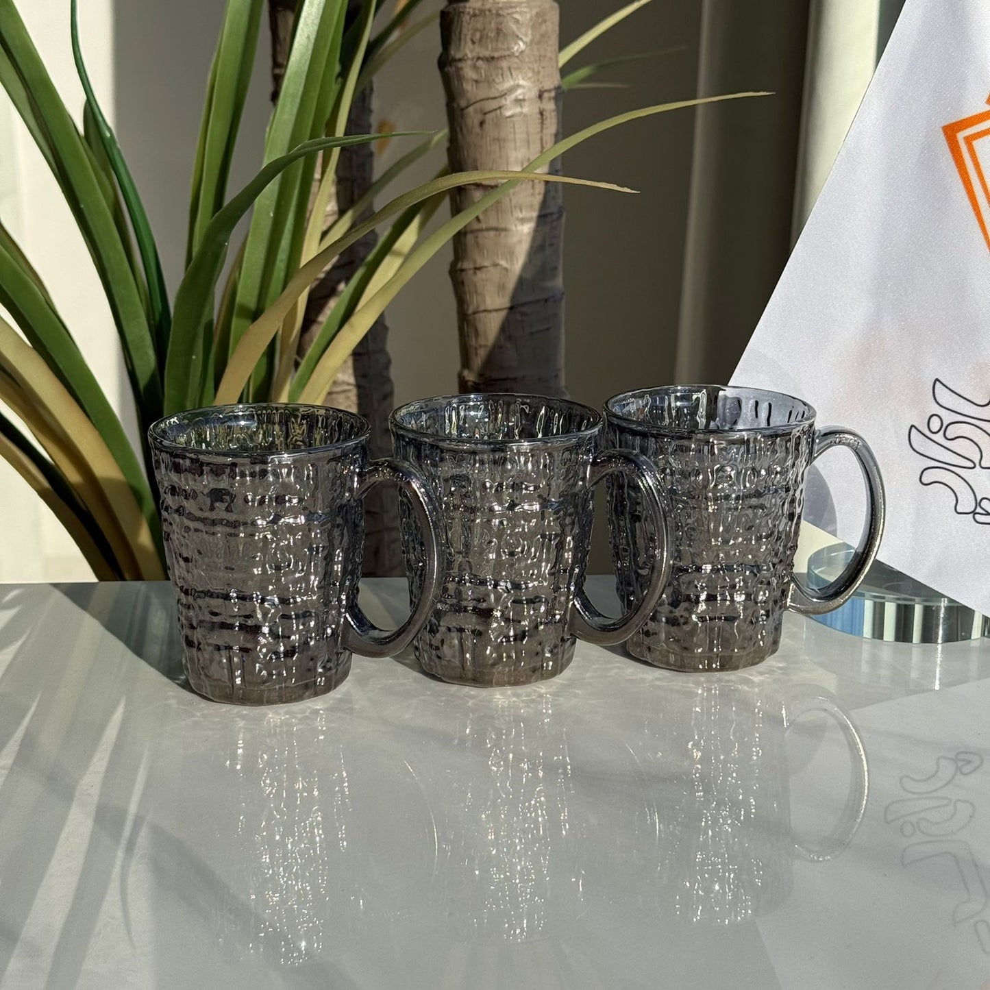 فناجين شاي زجاجية فاخرة - طقم من 3 قطع