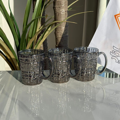 فناجين شاي زجاجية فاخرة - طقم من 3 قطع