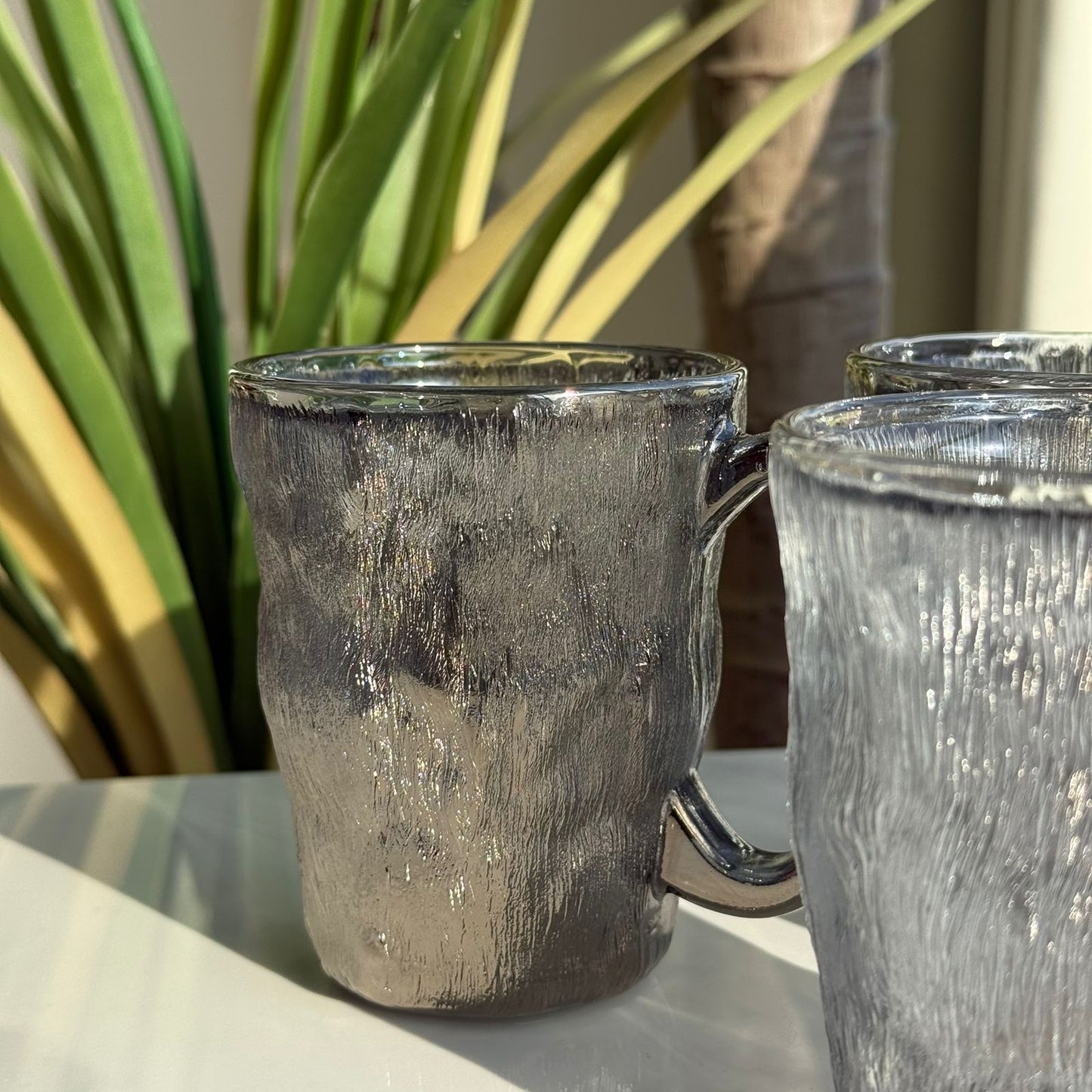 فناجين شاي زجاجية عصرية فاخرة - طقم من 3 قطع