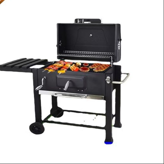 Barbecue Grill with Side & Storage Shelves