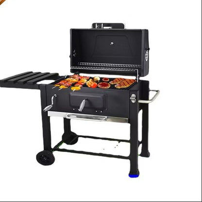 Barbecue Grill with Side & Storage Shelves