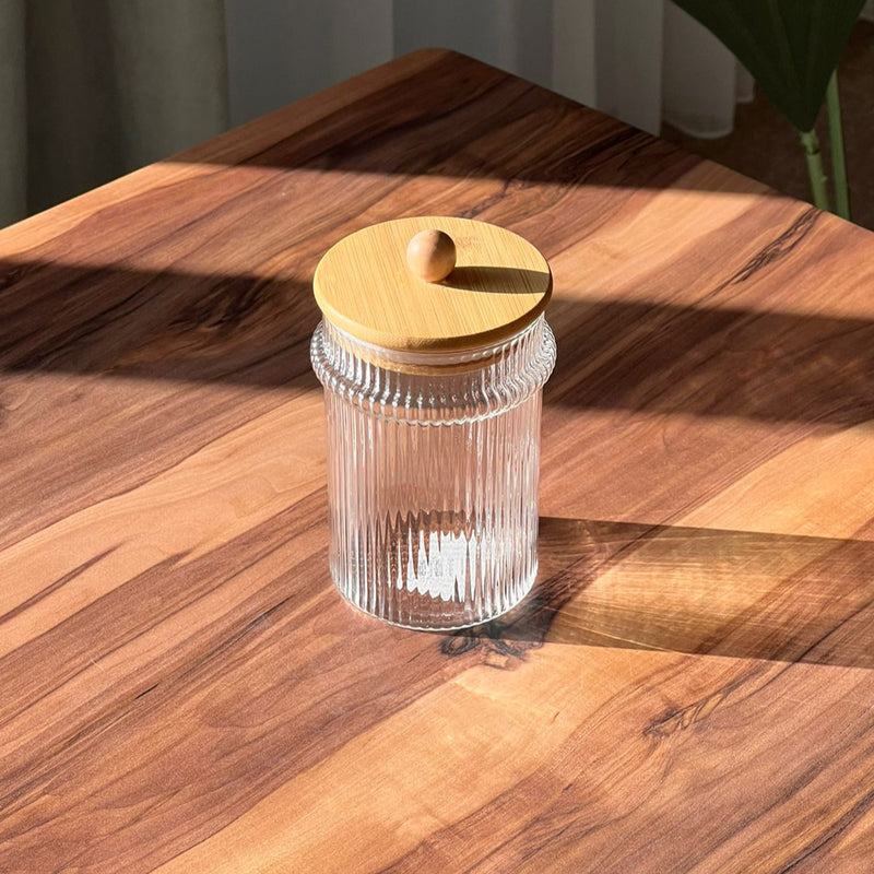 650ml Glass Wooden Lid Storage Jar