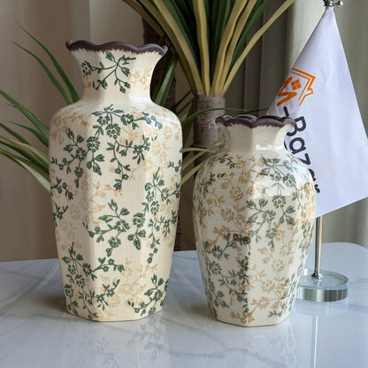 Classic Green Floral Ceramic Vase Collection