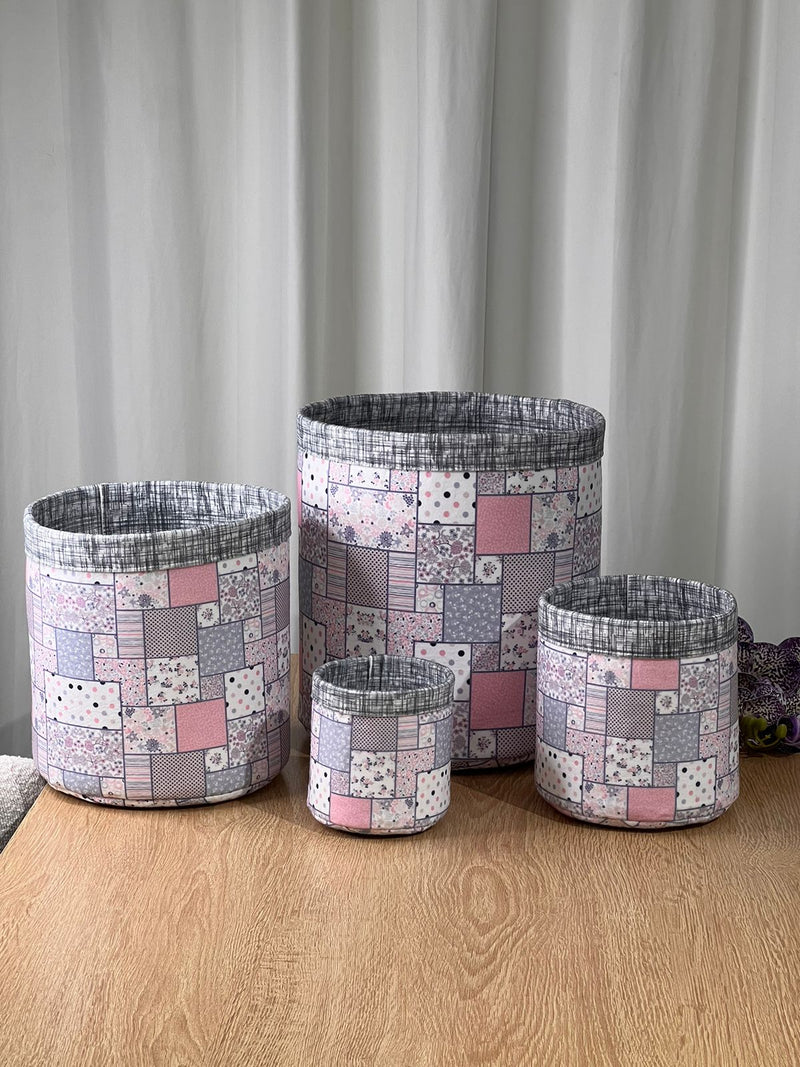 4 Sized Laundry Fabric Baskets