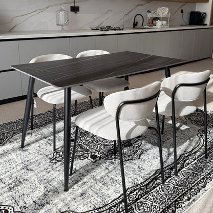 Dany Table و Luca Chairs مجموعة الطعام - Black & Gray