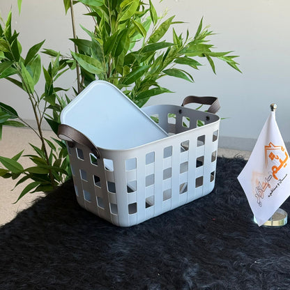 سلال تخزين بلاستيكية بتصميم قابل للتكديس والتهوية مع مقابض