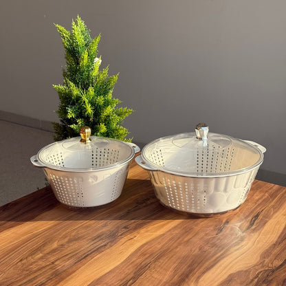 Multi-Purpose Washing & Storage Bowl Strainer With Lid - Round