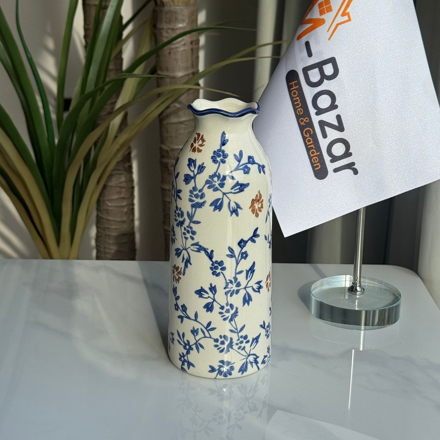 کۆلێکشنی گوڵدانی سیرامیکی گوڵی شین و قاوەیی