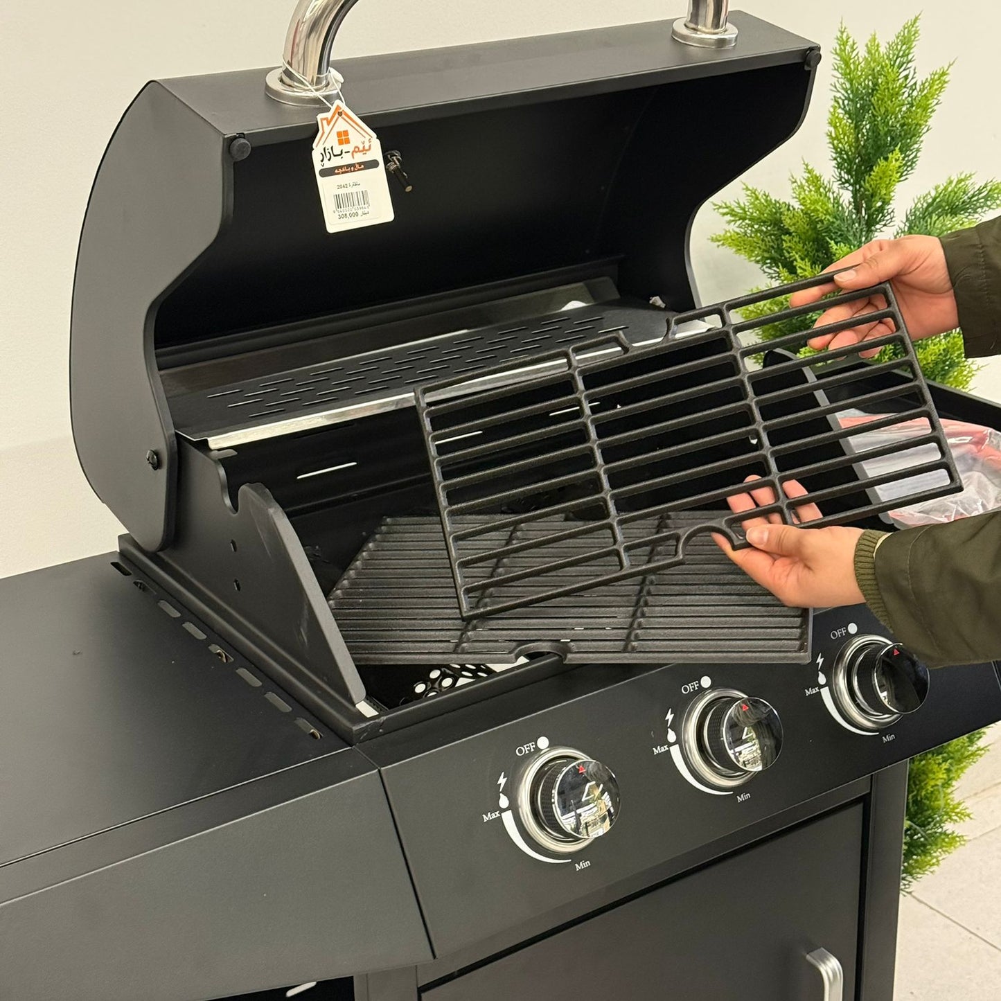 Gas BBQ Grill with Side Shelves & Storage Cabinet