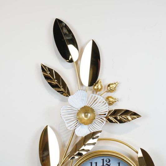 Gold Floral Wall Clock