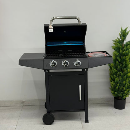 Gas BBQ Grill with Side Shelves & Storage Cabinet