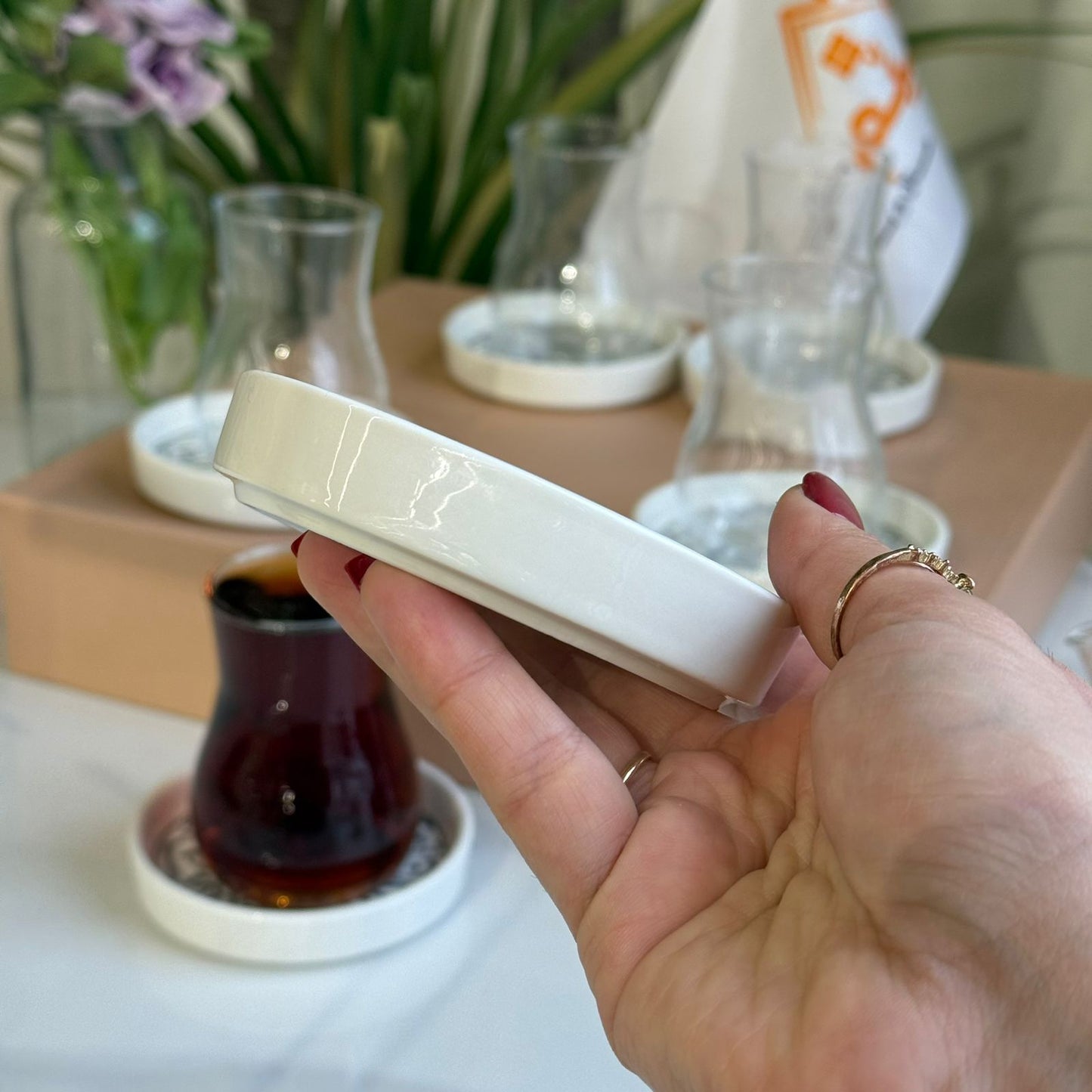 Elegant Decorative Saucers & Tea Glass Set