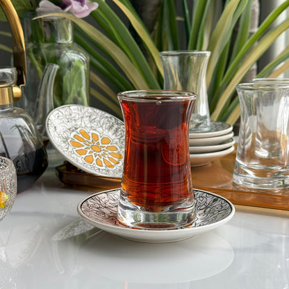 Double-Wall Tea Glass & Decorative Saucer Set