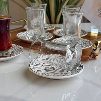 Elegant Double-Wall Tea Glass & Decorative Saucer Set