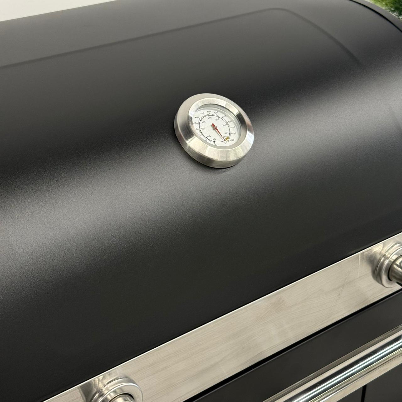 Portable Barbecue Grill with Side & Storage Shelves