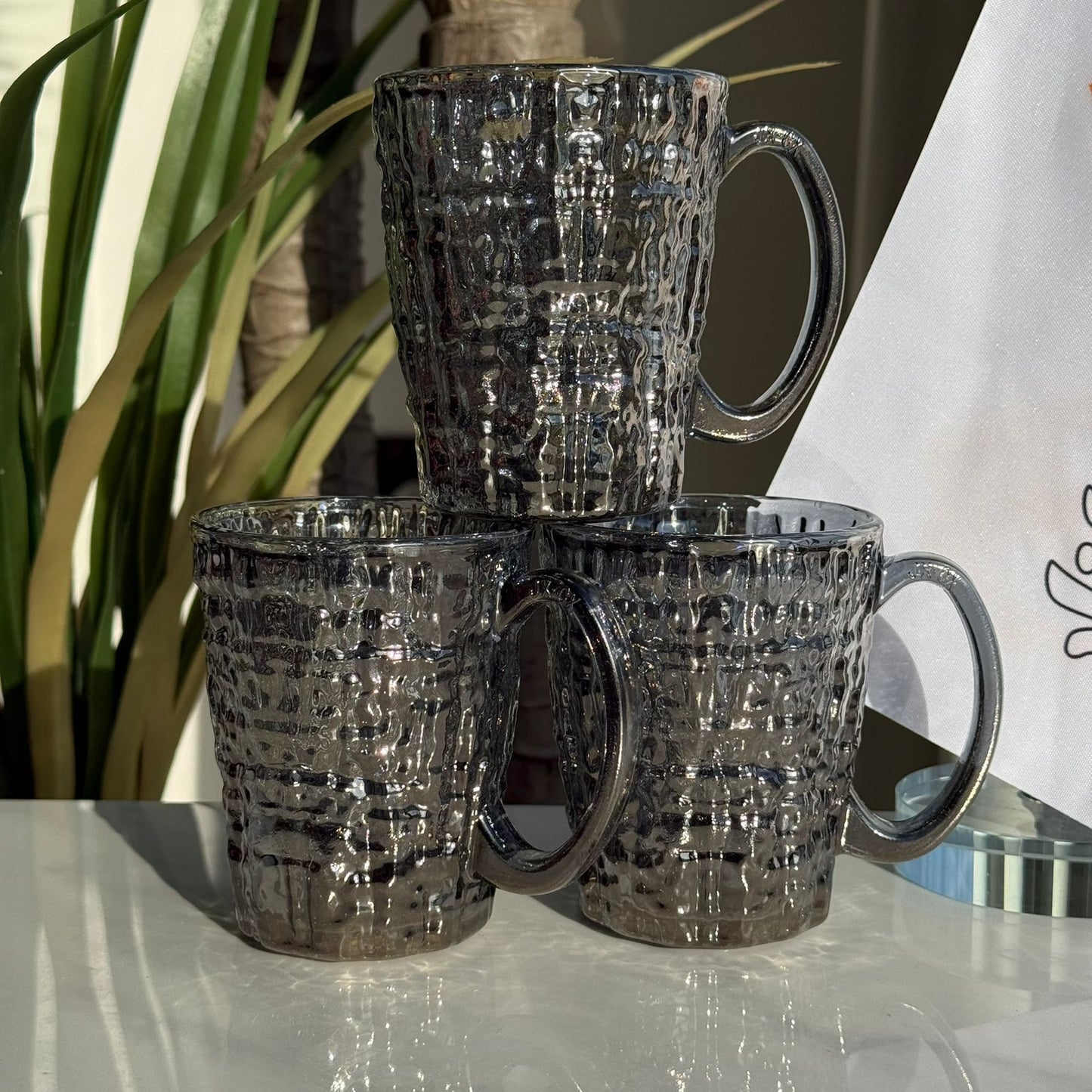 فناجين شاي زجاجية فاخرة - طقم من 3 قطع