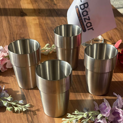 Vintage Luxe Silver Stainless Steel Drinking Glass
