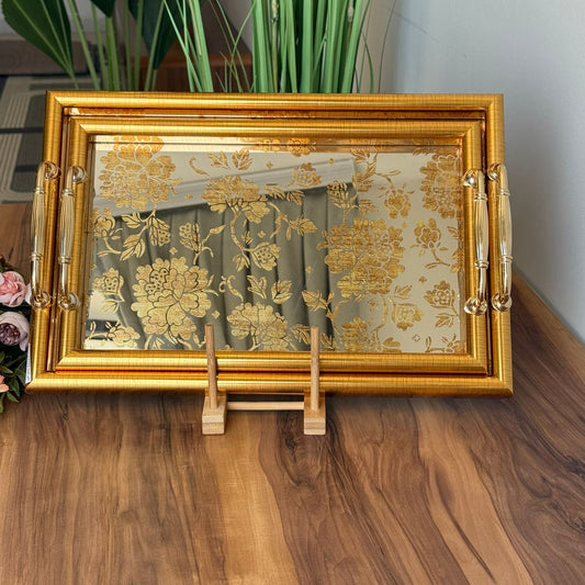 Luxe Golden Bloom عرض صينية التقديم الفاخرة