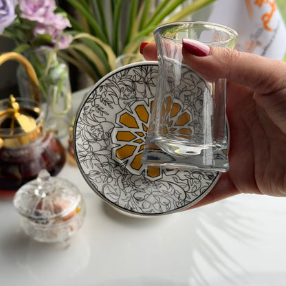 Double-Wall Tea Glass & Decorative Saucer Set