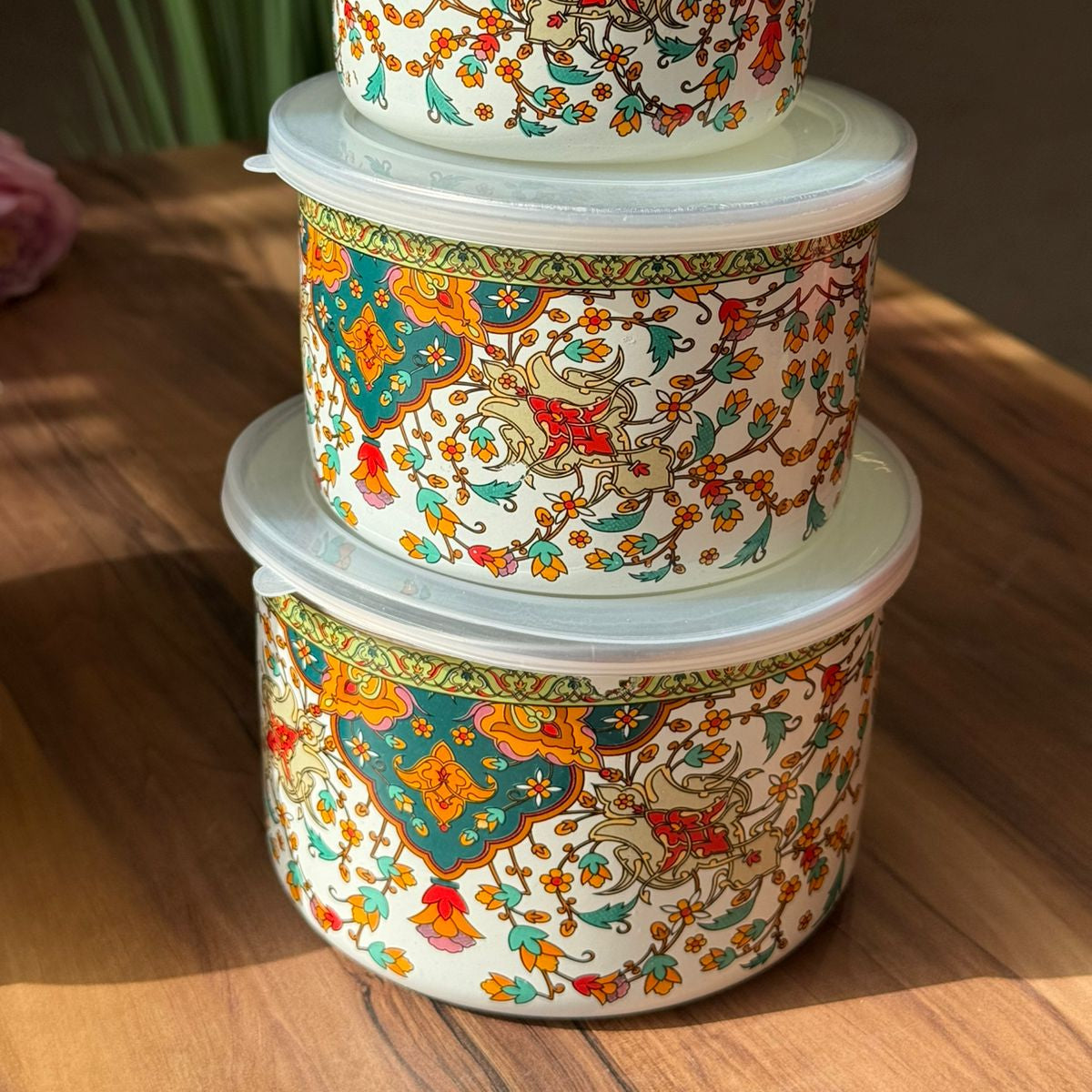 سێتی سندوقی هەڵگرتنی میراتی رازاوەی 5- PCS بە قاپەوە