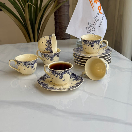Classic Floral Coffee Cups & Saucers Set