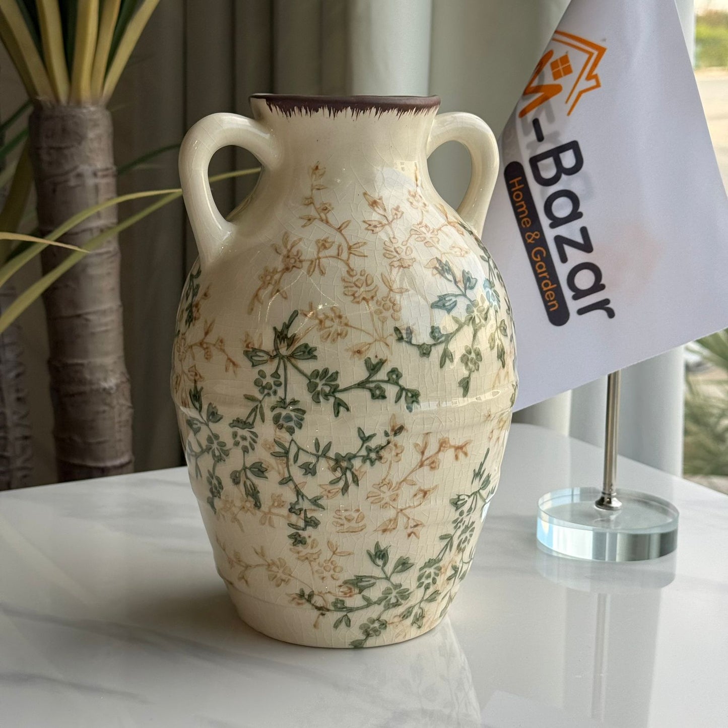 گوڵدانی سیرامیکی گوڵاوی ڤینتاژ بە دوو دەستە