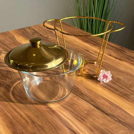 Luxury Gold Glass Chafing Dish Collection – Oval & Round Designs