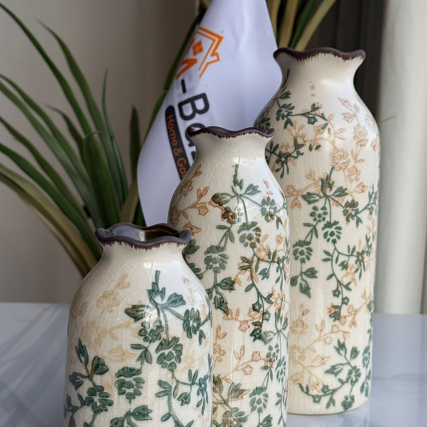 کۆمەڵە گوڵدانی سیرامیکی گوڵداری سەوز