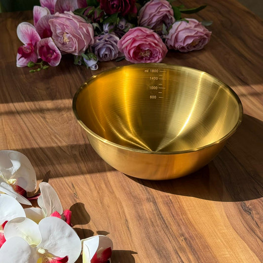 Luxury Multi-Purpose Gold Stainless Steel Mixing & Serving Bowls - With Measuring Marks