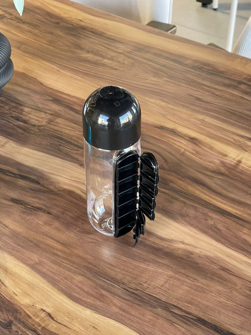 Travel Water Bottle with Daily Pill Organizer